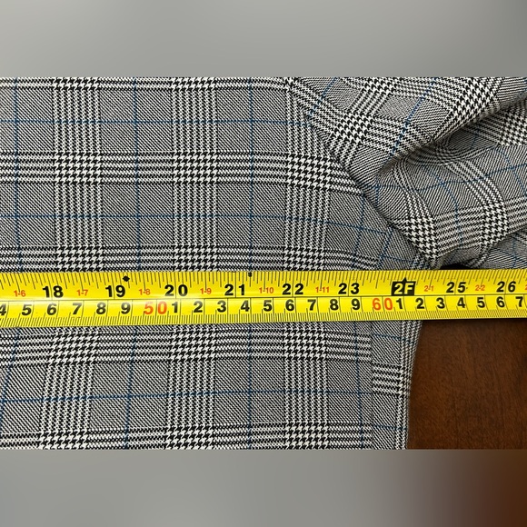 Steve Madden Size XL One Button Plaid Blazer Houndstooth Black White Blue - Picture 12 of 14